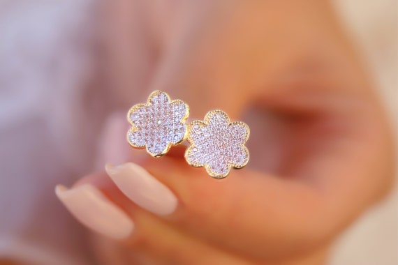 Flower Stud Earrings, 14k Gold Earring, Flower Gold Earrings, Anniversary Gift, Bridesmaid Earring, Wedding Earrings, Gold Flower Earring