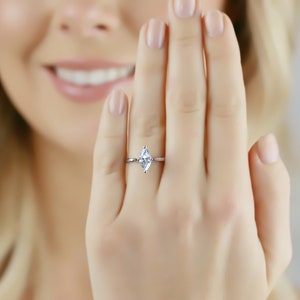 2 Carat Marquise Engagement Ring/ Promise Ring/ Simulated Diamond Wedding Ring/ 14K Solid Gold Ring/ Solitaire Marquise engagement Ring