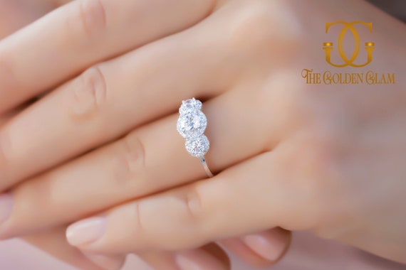 Cz round halo engagement ring clearance