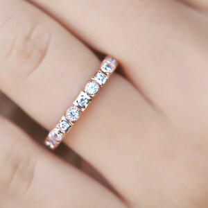 Diamond Band, Stacking Band, Stackable Ring, Round Cut Diamond Band, Rose Gold Diamond Band, Diamond Band For Women