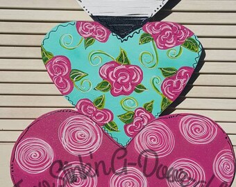 Door Hanger Rose Heart w/ room for mini