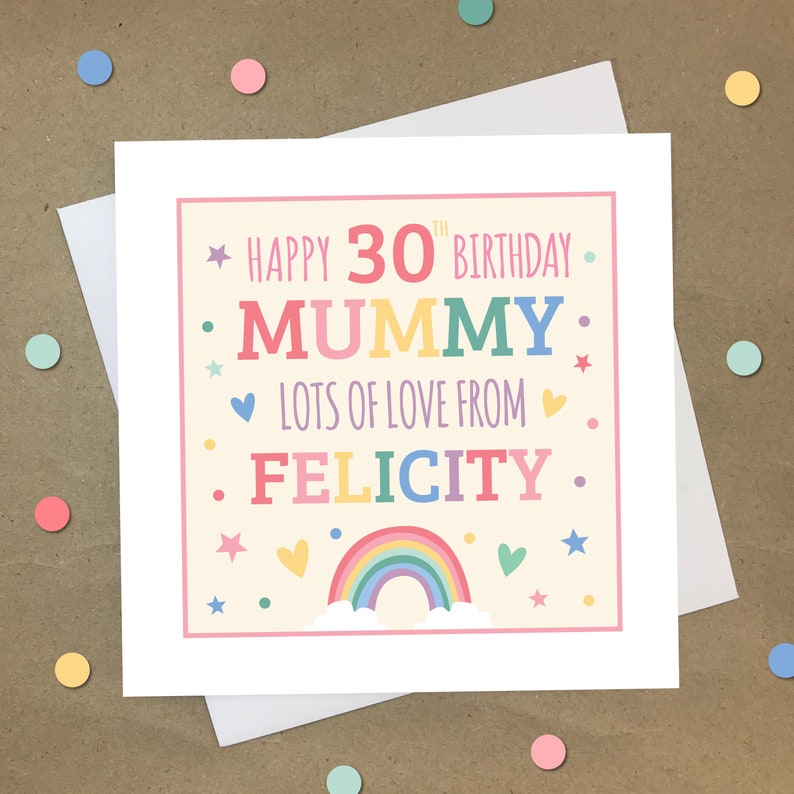 Happy 30th Birthday Mummy Love From Sons Daughters Rainbow Etsy