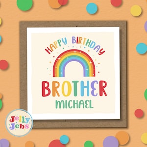BROTHER Geburtstagskarte, Regenbogen Karte, personalisierte Geburtstagskarte, Bro, Geburtstagskarte, Bruder Regenbogen Namenskarte