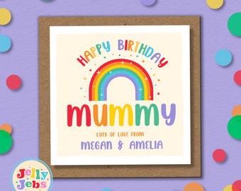 Personalisierte Regenbogen Geburtstagskarte für Mama, bunte Mamakarte, Geburtstagskarte für Mama
