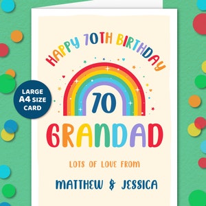 A4 LARGE, GRANDAD, Geburtstagskarte, 40., 30., 50., Besonderes Alter, personalisierte Geburtstagskarte, Opa, von Enkelkindern, Happy Birthday
