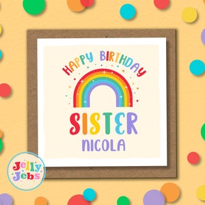 Carte d’anniversaire SISTER, carte arc-en-ciel, carte d’anniversaire personnalisée, sis, bestie, carte d’anniversaire, carte de visite Sister Rainbow