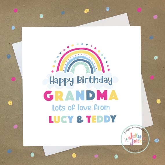 Carte Grandma Joyeux Anniversaire Carte Arc En Ciel Carte Etsy