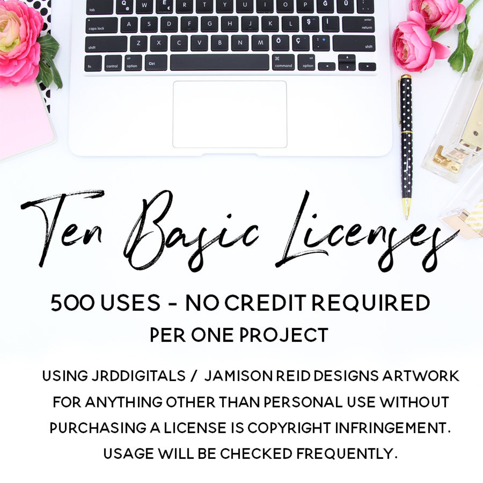 TEN Basic Commercial Use Licenses for 10 ten Listings of Etsy