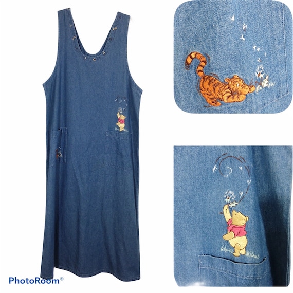 NWT Disney Store Embroidered Winnie Pooh Denim Jum