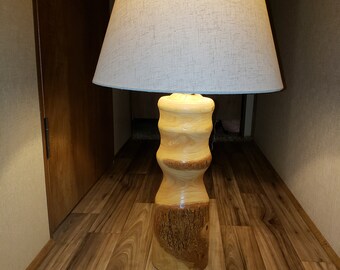 turned wood lamp etsy