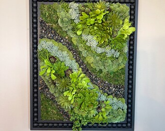 Elegant Wall Garden. Faux Wall Garden. Succulent Decor. Succulent Garden. Vertical Garden. Succulents. Faux Succulents.