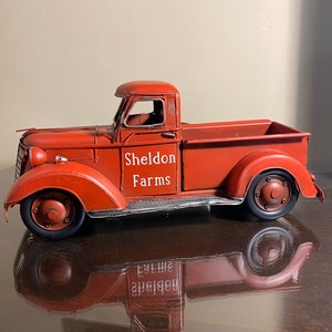 Personalized Red truck, Red truck, Farmhouse truck, Old red truck