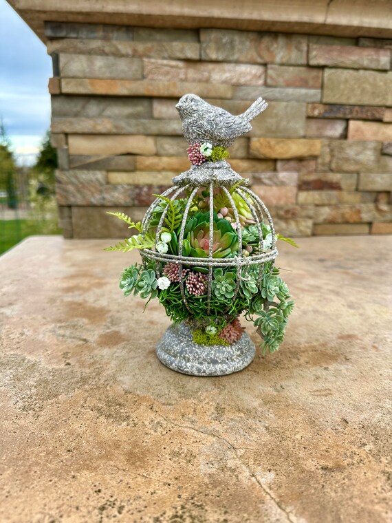 Small Birdcage With Faux Succulents. Birdcage Decor. Succulent Table Top.  Birdcage Arrangement. - Etsy