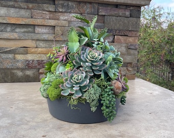 NEW!!! Round Faux Succulent Decor, Faux Succulent Arrangement, Succulent Decor, Succulent Garden, Tabletop Garden, Cactus Garden