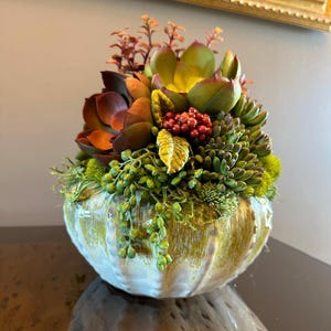 Faux Succulent Arrangement. Succulent Centerpiece. Succulent Decor. Round succulent Decor. Table top decor. Centerpiece.