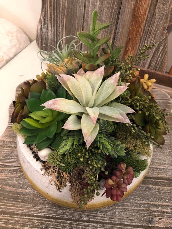 Succulent Arrangement Faux Succulent Centerpiece Succulent Etsy