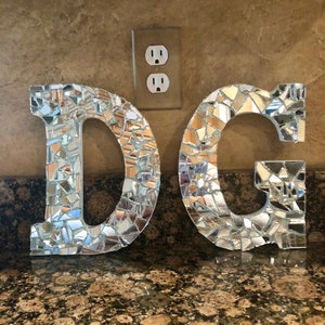 Mirrored 9&quot; Mosaic Greek and English Letters/Broken Mirror Letters/Sorority Christmas Present