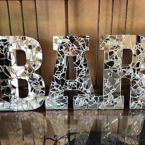 Mirrored 13" Mosaic Decorative Letters/ Nursery Letters/ Bar Cart Letters/ Wedding Initial Letters/ Wall Decor/Christmas Present