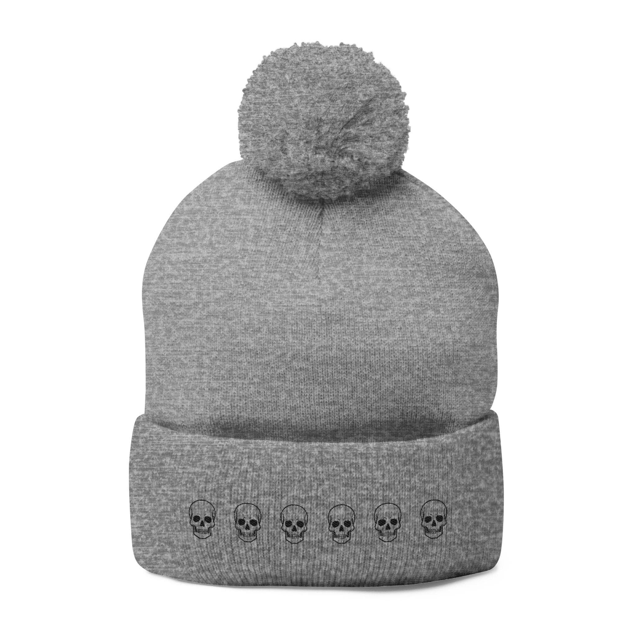 Embroidered Beanie Hat Stretch Skull Knit Cap Acrylic Unisex Winter GHOST SHIP Ominous Skull Cuffed Beanie | Coastal Skate Hats main image 2