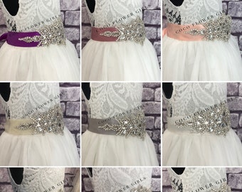 Diamanté Satin Glamour Waist Sash - One Size - Children Adult Sash