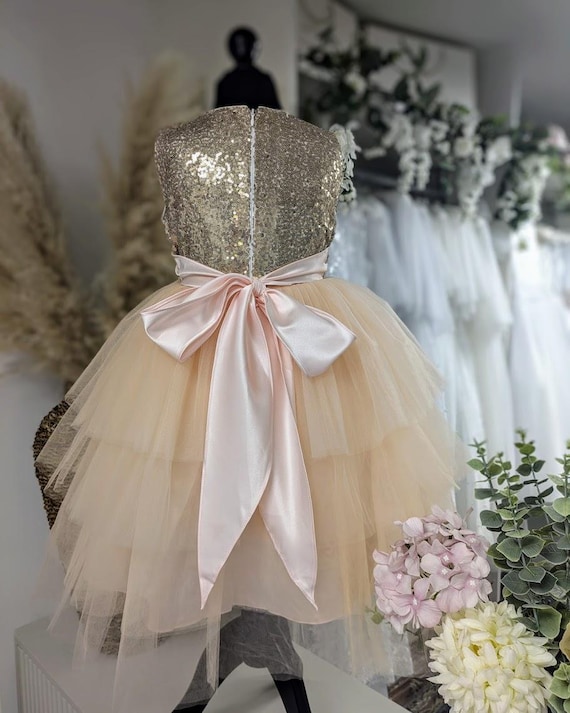 slim fit dress slacks Sweetheart Champagne Tulle Tea Length Dress with Gold Sequins – Ohmollydress
