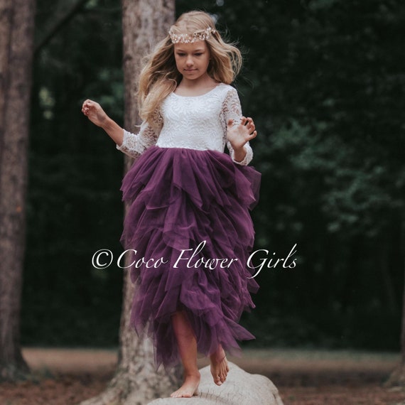 Girls purple flower girl dress 2025