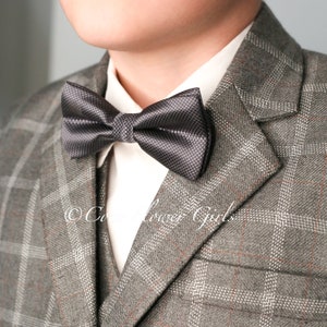 Boys Tweed Wool Luxe 3 Piece Suit - Grey Check - Quality Page Boy Ring Bearer Suit Wedding Kids Occasion wear