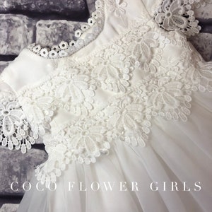 Elegant White or Ivory Angel Christening Baptism Dress for Baby Girls, Flower Girl Occasion Wear