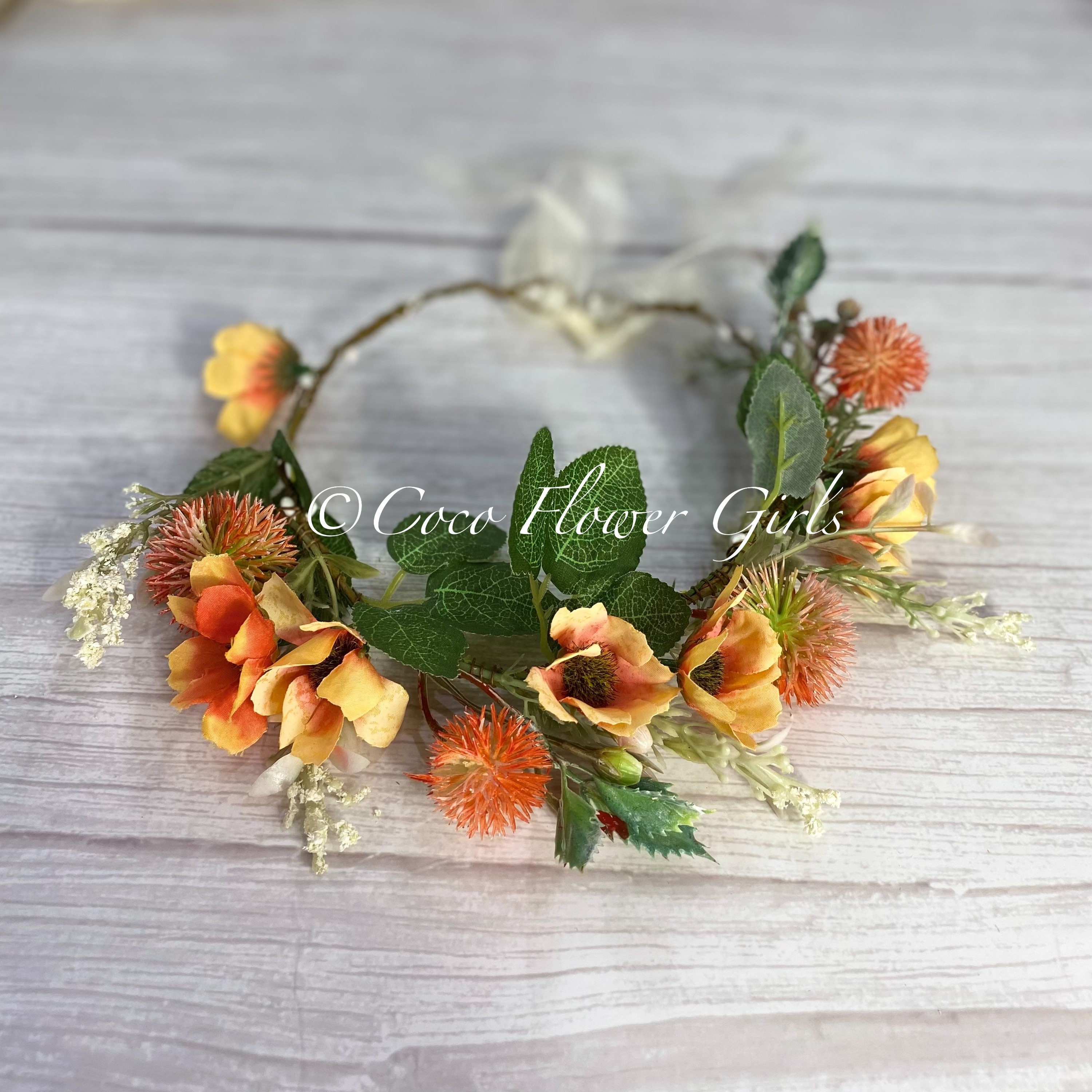 Orange Flower Crown Etsy Ireland