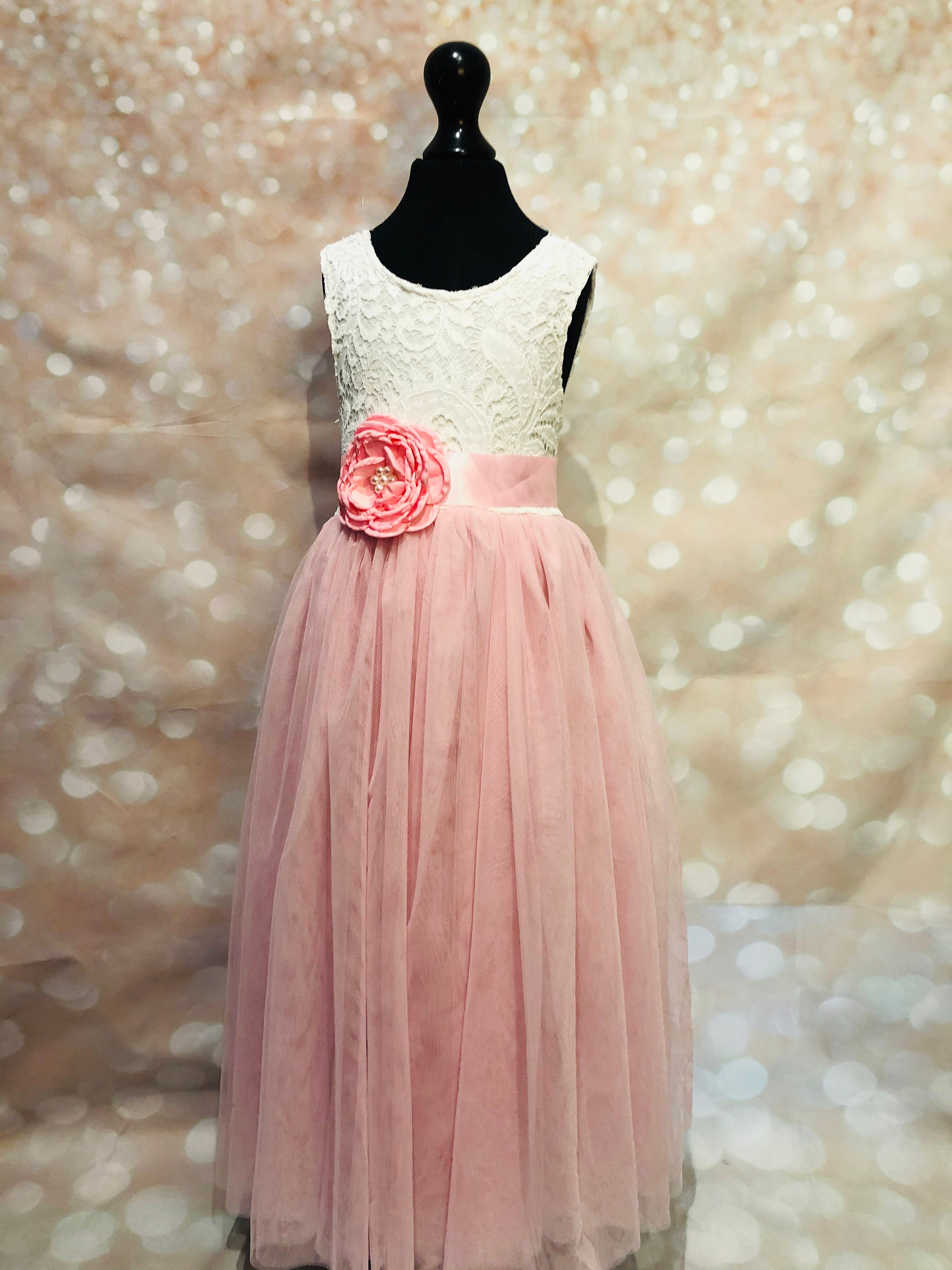 Sleeveless Long Length Baby Pink Bohemian Flower Girl Dress Etsy