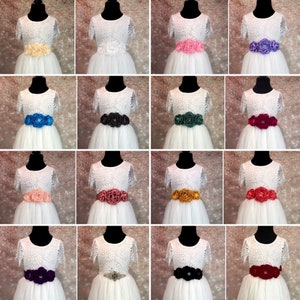 Bridal Sash Elegant Floral Waist Corsage - 3 Flowers Sash Belt Band for Bridal, Wedding, Prom, or Special Occasion