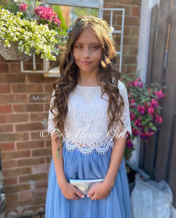 Girls lace crop top deals
