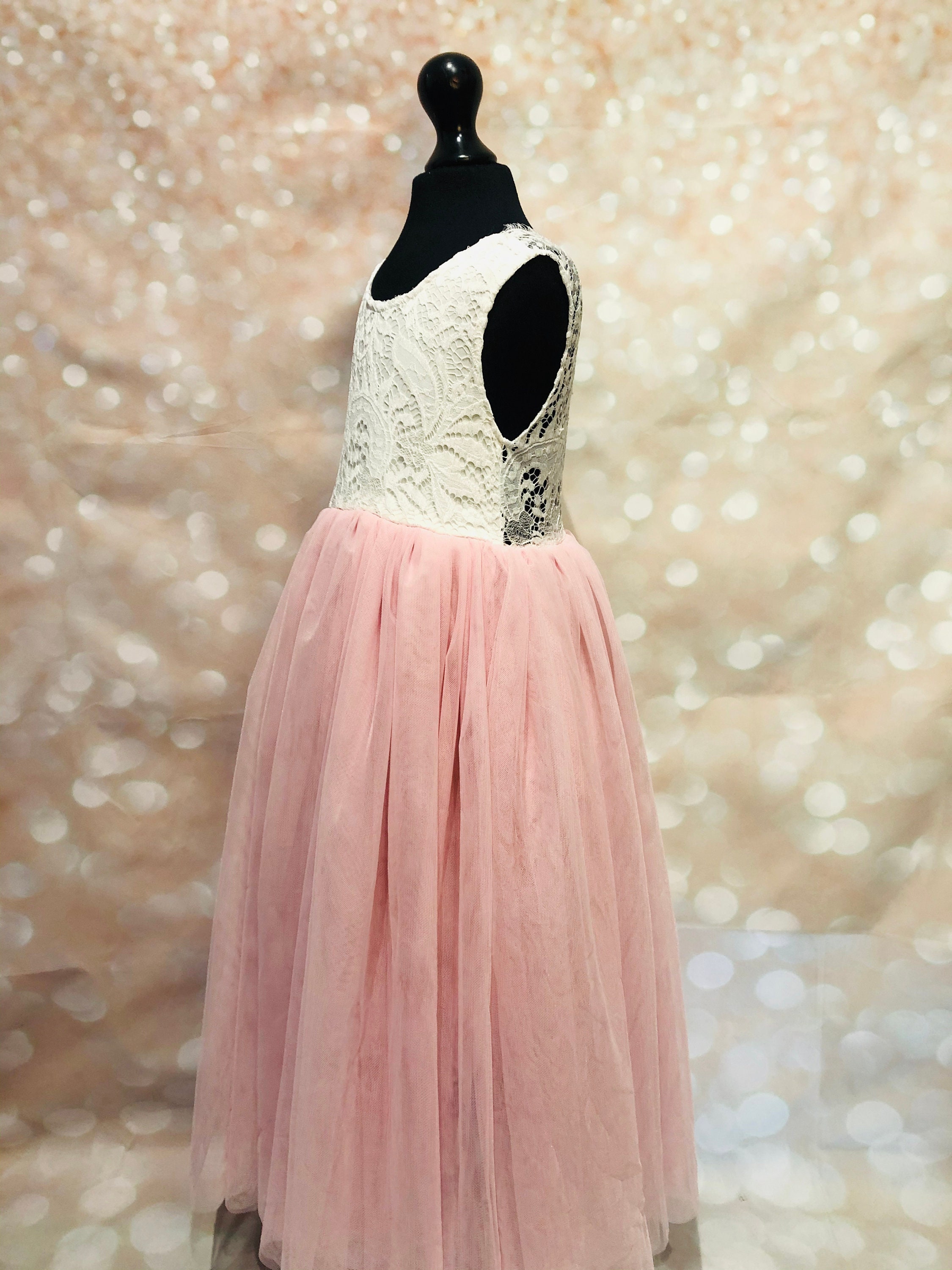 Sleeveless Long Length Baby Pink Bohemian Flower Girl Dress Etsy