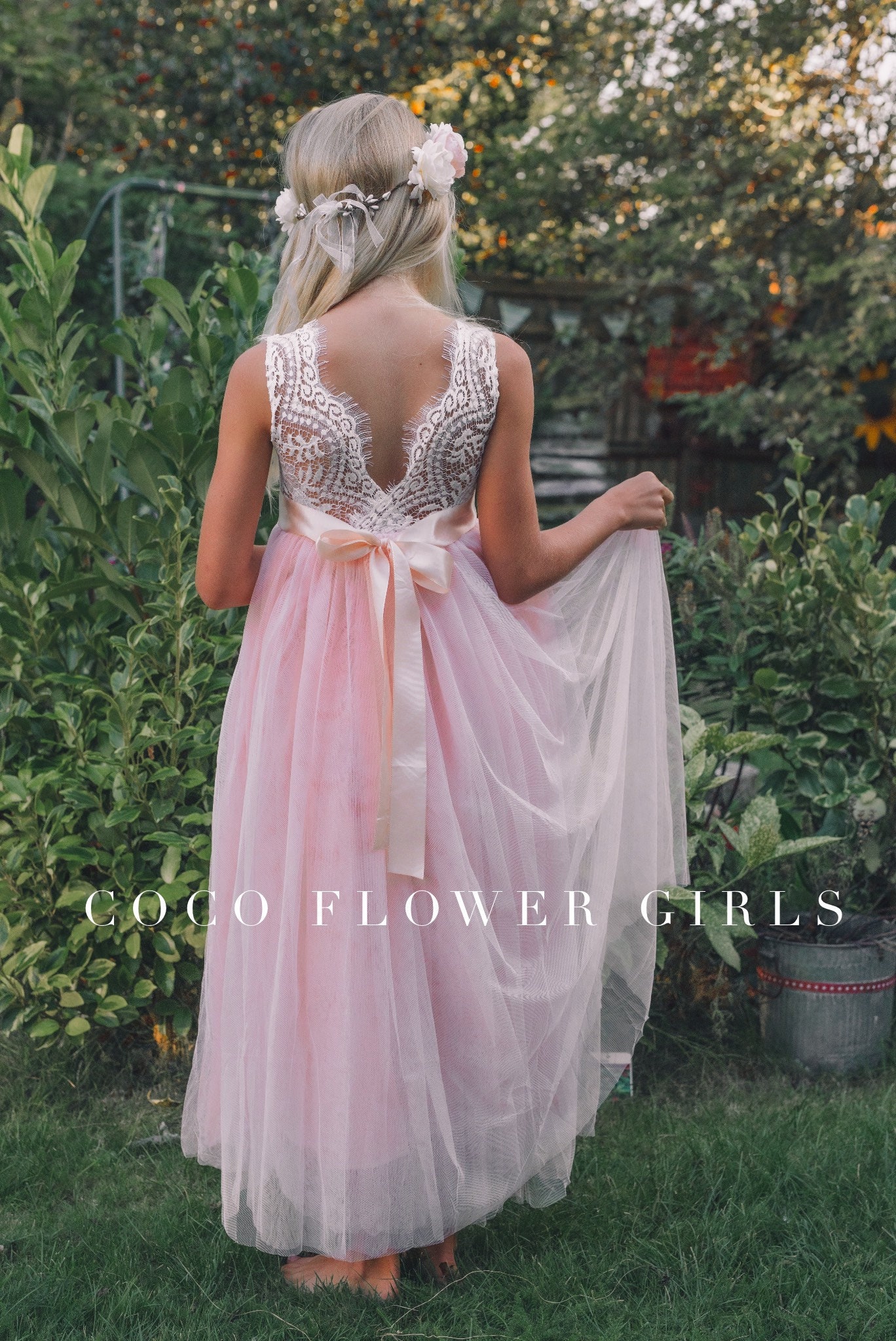 Sleeveless Long Length Baby Pink Bohemian Flower Girl Dress Etsy