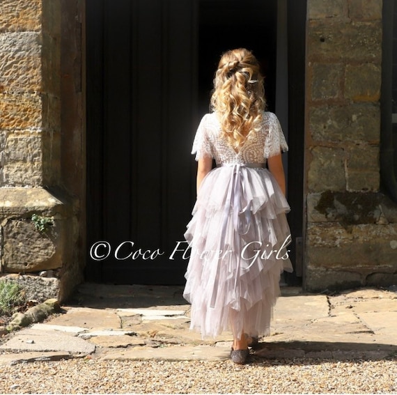 Grey toddler flower girl dresses sales