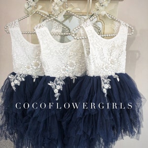 NAVY BLUE Flower Girl Dress, Baby Girl Dress, Toddler Tulle Dress