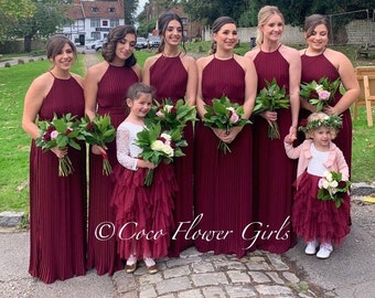 De Honor Vestidos Color Morado Vino Apliques Mangas Largas