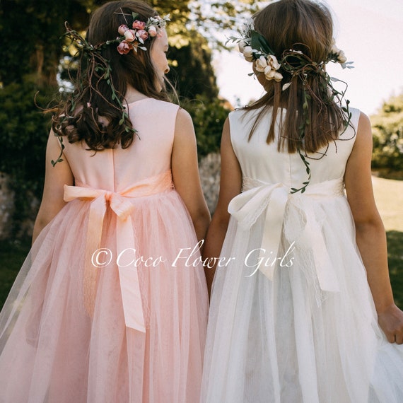 SALE Beautiful Boho Dress Flower Girls Dress Baptism Christening