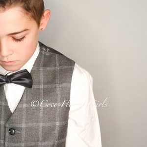 Boys Tweed Wool Luxe Waistcoat - Grey Red White - Quality Page Boy Ring Bearer Suit Wedding Kids Occasion wear