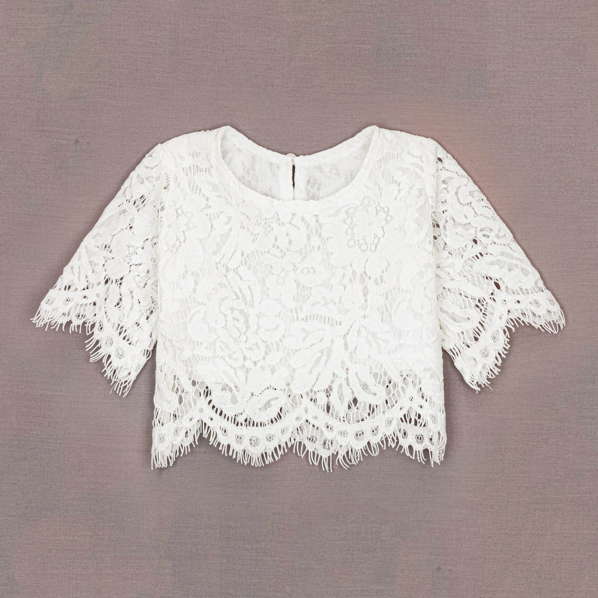 Beautiful 3/4 Sleeve or Sleeveless Vintage Lace Girls Crop Beautiful 3/4 Sleeve or Sleeveless Vintage Lace Girls Crop