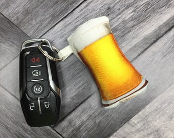 Beer Mug Shaped Plush Keychain Handmade Gift for Him