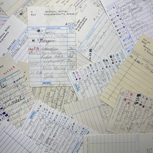 Set of 6 Used Vintage Library Checkout Index Cards 1990s Scrapbooking Ephemera Crafts Junk Journal