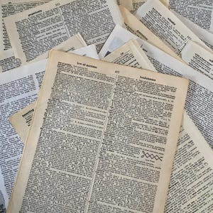 Dictionary Pages Bundle Ephemera Aged Vintage Book Pages for Junk Journal Scrapbooking Decoupage Paper 1940s-1990s