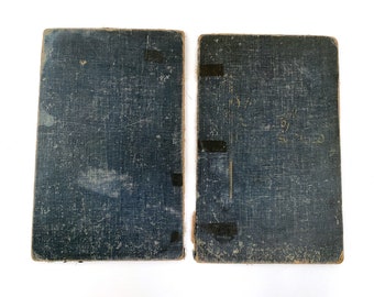 Vintage 1940s Blue Distressed Book Cover Boards For Junk Journal Crafts, Book Binding for Journals