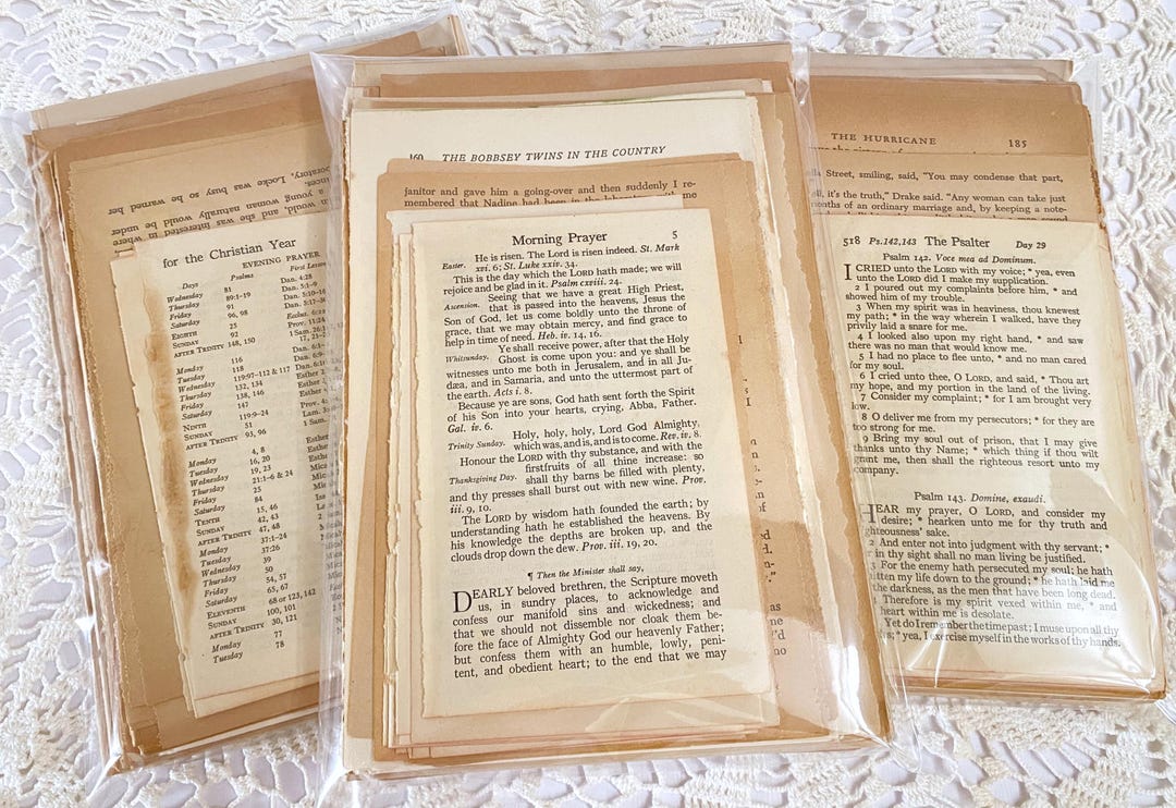 Vintage Old Book Pages Bundle Naturally Aged Junk Journal Scrapbooking ...