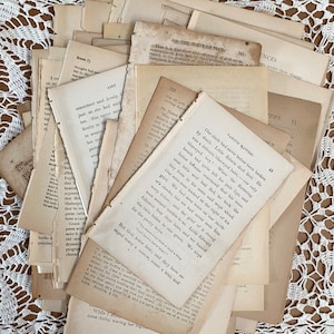 Antique Book Pages for Junk Journal Scrapbooking Decoupage Assorted Sizes Vintage Ephemera