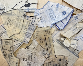 Vintage Sewing Pattern Tissue Pieces-Sewing Ephemera-Decoupage-Mixed Media Collage-Sewing Junk Journal