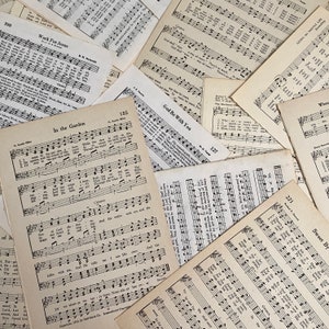 50 Old Sheet Music Pages 6x9in Vintage Hymn Piano Notes