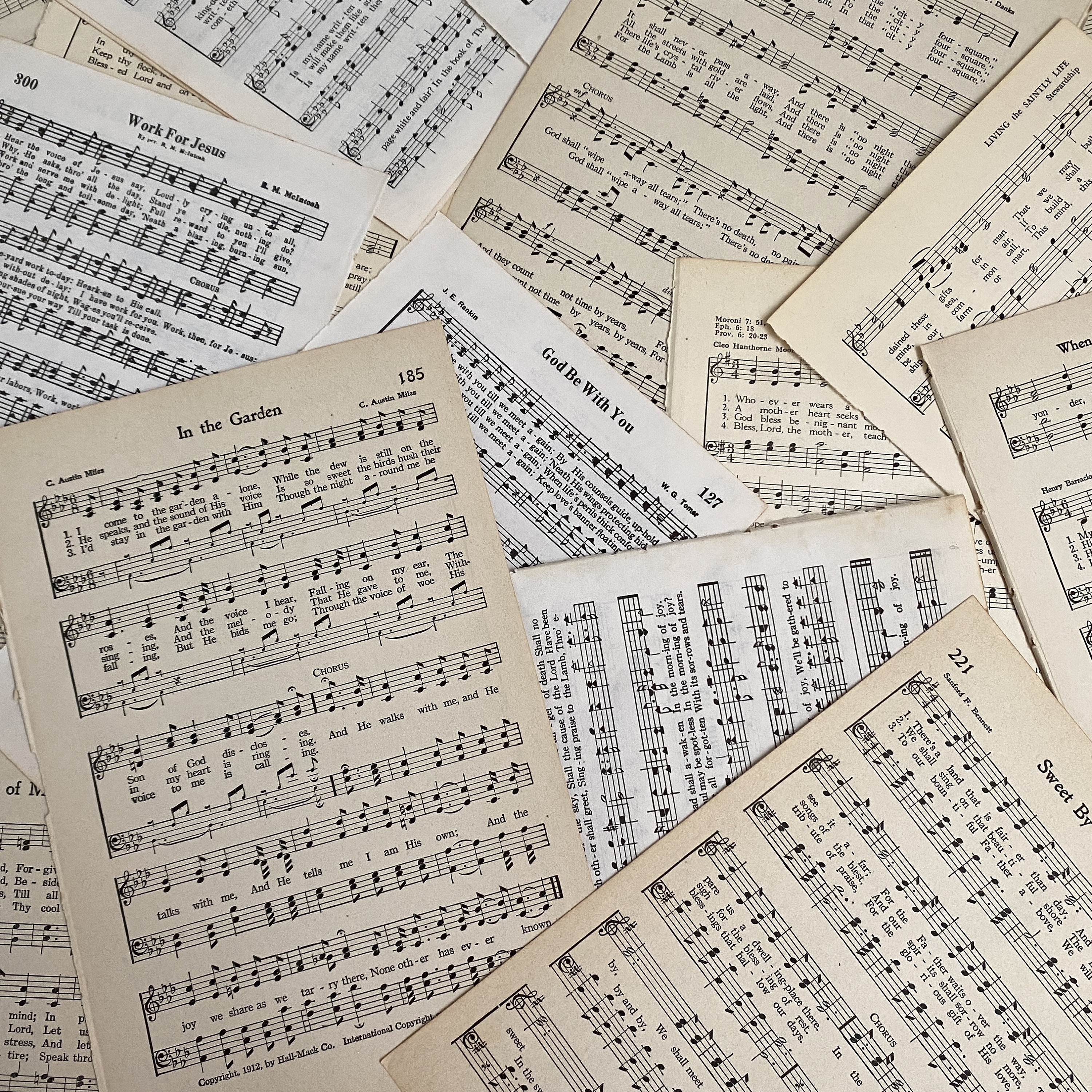 Vintage Hymnal Sheet Music Bundle / Religious Music Ephemera / 30 Book Pages Junk Journal Scrapbooking Decoupage Paper