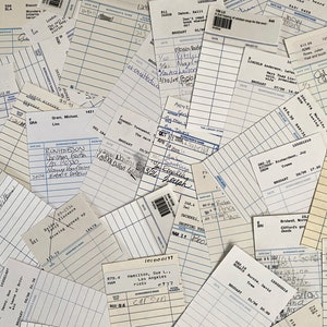 10 Used Library Checkout Index Cards School Book Slip Check Out Paper Scrapbooking